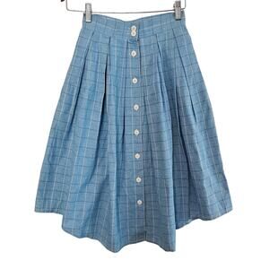 Vintage Liz Claiborne Skirt Women XSmall Blue Plaid Preppy Cottage Academia Twee